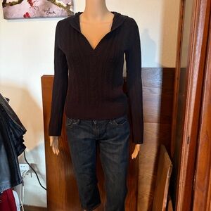 Daisy Fuentes Black Cable Knit Women's Sweater